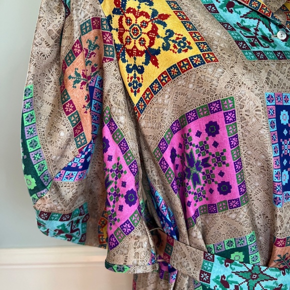 Pierre-Louis Mascia 100% Silk Dress, XL, Geometric Design, Maxi Dress - Picture 7 of 16